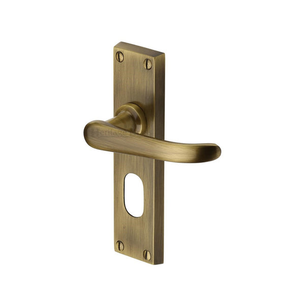 Heritage Brass Door Handle for Oval Profile Plate Windsor Design Antique finish - V725-AT - Choice Handles