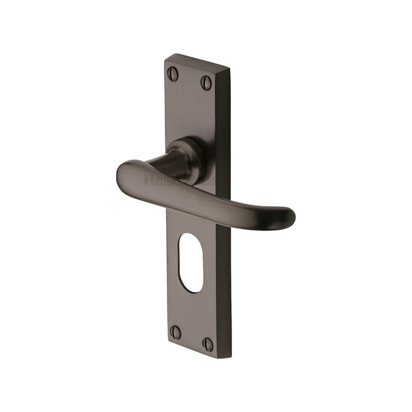 Heritage Brass Door Handle for Oval Profile Plate Windsor Design Matt Bronze finish - V725-MB - Choice Handles