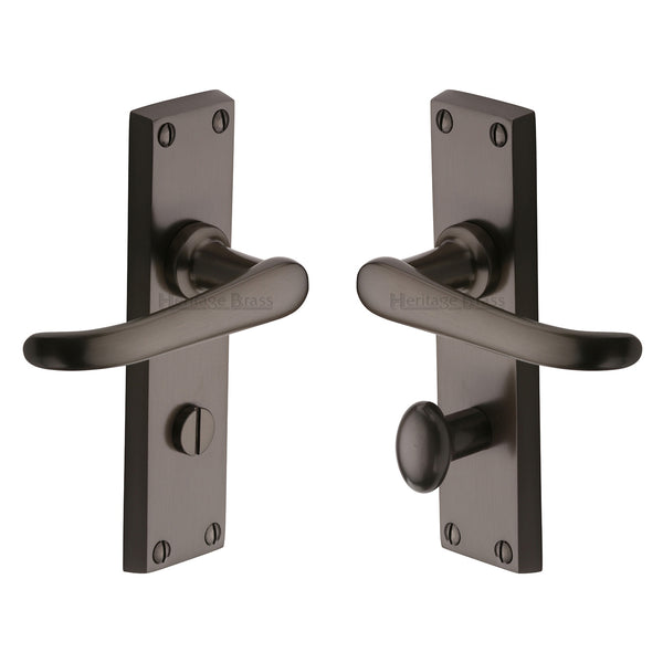 Heritage Brass Door Handle for Bathroom Windsor Design Matt Bronze finish - V730-MB - Choice Handles