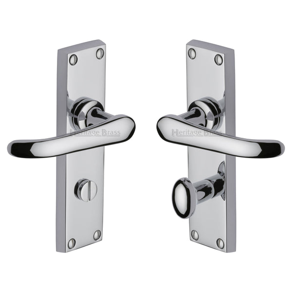 Heritage Brass Door Handle for Bathroom Windsor Design Polished Chrome finish - V730-PC - Choice Handles