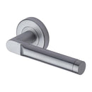 Heritage Brass Door Handle Lever Latch on Round Rose Celia Design Satin Chrome finish
 - V7450-SC - Choice Handles