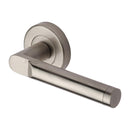 Heritage Brass Door Handle Lever Latch on Round Rose Celia Design Satin Nickel finish
 - V7450-SN - Choice Handles