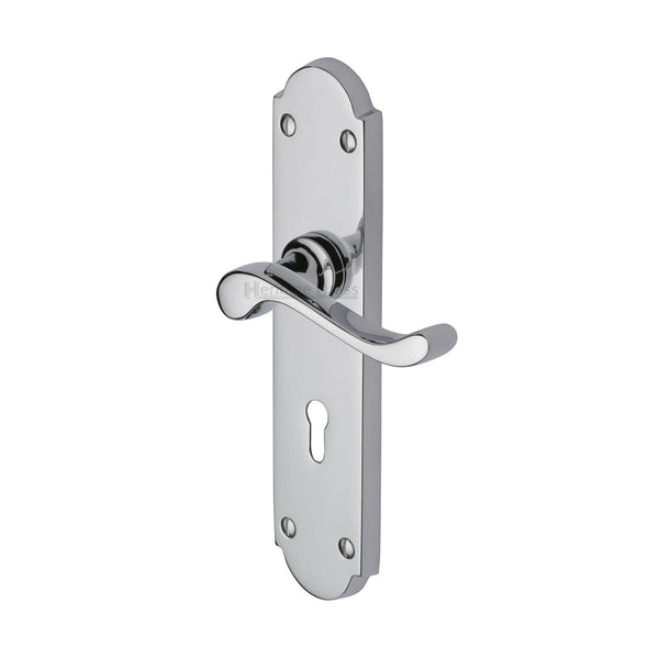 Heritage Brass Door Handle Lever Lock Savoy Long Design Polished Chrome finish - V750-PC - Choice Handles