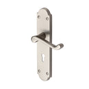 Heritage Brass Door Handle Lever Lock Savoy Long Design Satin Chrome finish - V750-SC - Choice Handles