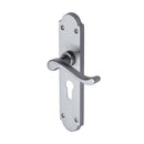 Heritage Brass Door Handle for Euro Profile Plate Savoy Long Design Satin Chrome finish - V757.48-SC - Choice Handles