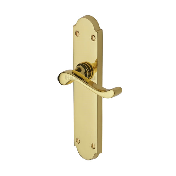 Heritage Brass Door Handle Lever Latch Savoy Long Design Polished Brass finish - V760-PB - Choice Handles