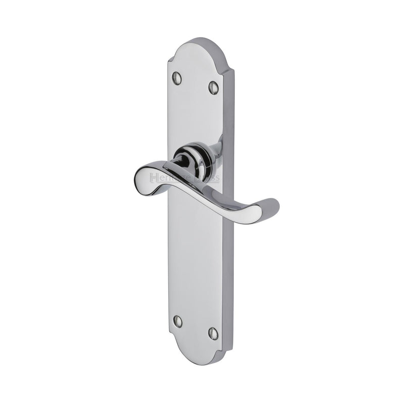 Heritage Brass Door Handle Lever Latch Savoy Long Design Polished Chrome finish - V760-PC - Choice Handles