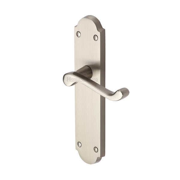 Heritage Brass Door Handle Lever Latch Savoy Long Design Satin Chrome finish - V760-SC - Choice Handles