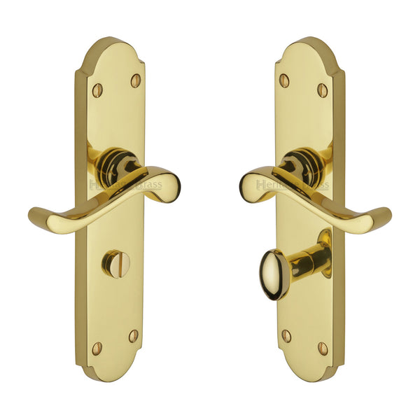 Heritage Brass Door Handle for Bathroom Savoy Long Design Polished Brass finish - V765-PB - Choice Handles