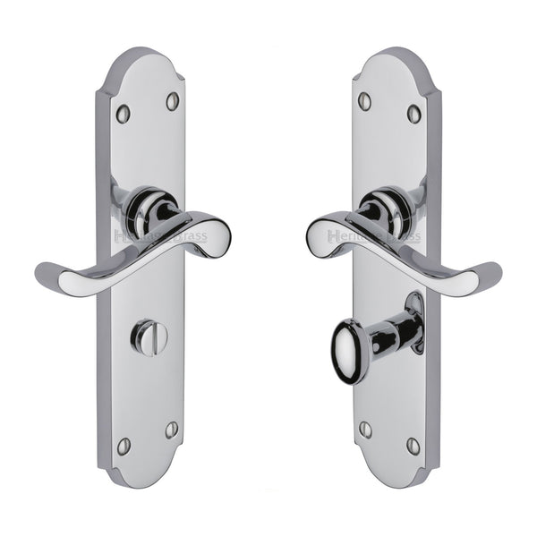 Heritage Brass Door Handle for Bathroom Savoy Long Design Polished Chrome finish - V765-PC - Choice Handles