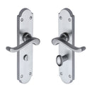 Heritage Brass Door Handle for Bathroom Savoy Long Design Satin Chrome finish - V765-SC - Choice Handles