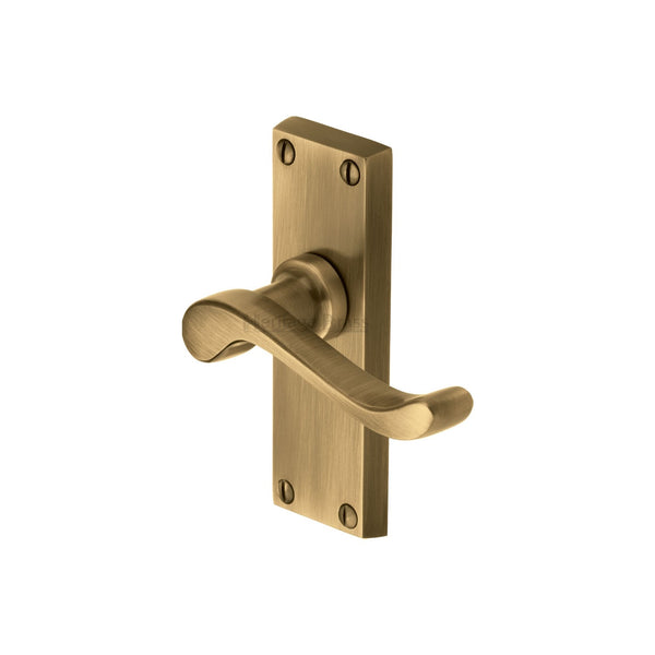 Heritage Brass Door Handle Lever Latch Bedford Short Design Antique finish - V800-AT - Choice Handles