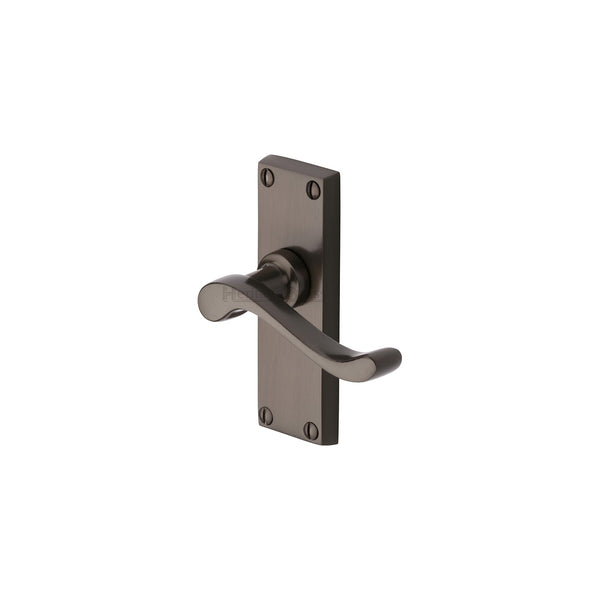 Heritage Brass Door Handle Lever Latch Bedford Short Design Matt Bronze finish - V800-MB - Choice Handles