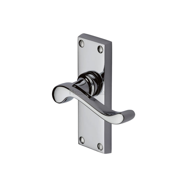 Heritage Brass Door Handle Lever Latch Bedford Short Design Polished Chrome finish - V800-PC - Choice Handles