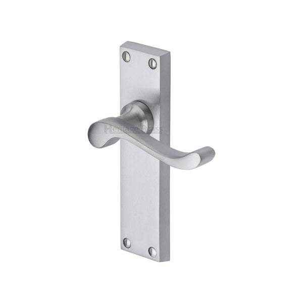 Heritage Brass Door Handle Lever Latch Bedford Design Satin Chrome finish - V803-SC - Choice Handles