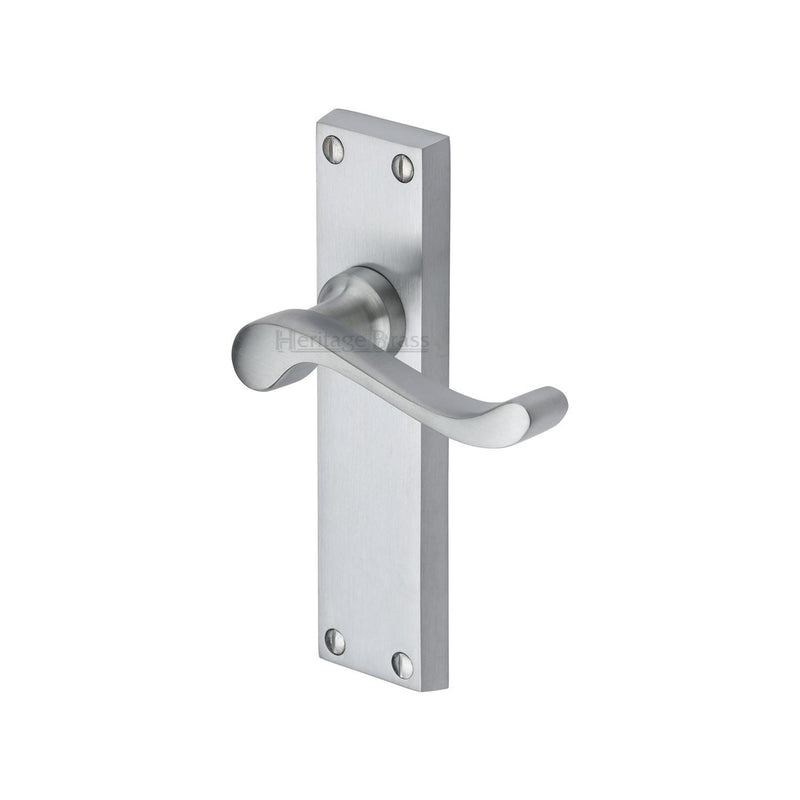 Heritage Brass Door Handle Lever Latch Bedford Design Satin Chrome finish - V803-SC - Choice Handles