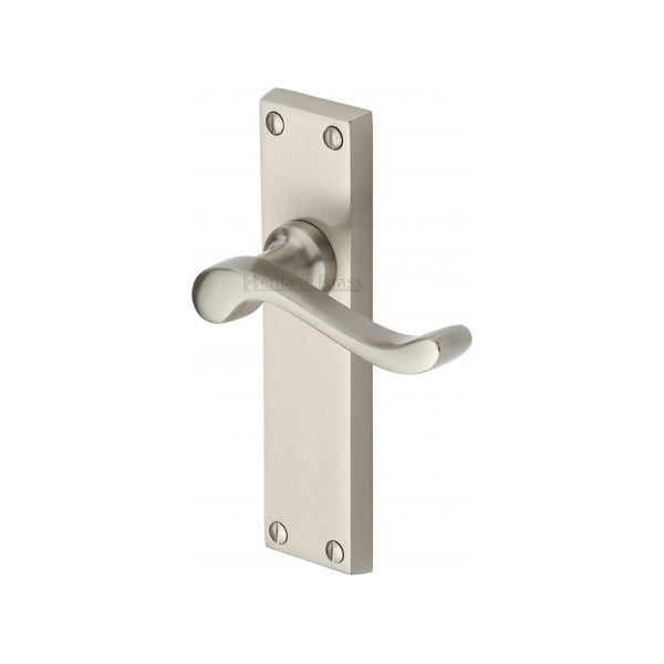 Heritage Brass Door Handle Lever Latch Bedford Design Satin Nickel finish - V803-SN - Choice Handles