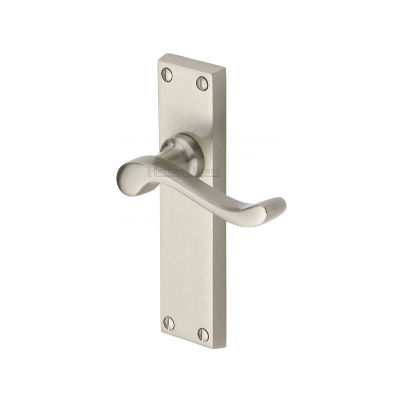 Heritage Brass Door Handle Lever Latch Bedford Design Satin Nickel finish - V803-SN - Choice Handles