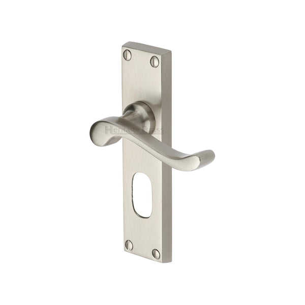 Heritage Brass Door Handle for Oval Profile Plate Bedford Design Satin Nickel finish - V805-SN - Choice Handles