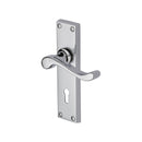 Heritage Brass Door Handle Lever Lock Bedford Design Polished Chrome finish - V810-PC - Choice Handles