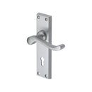Heritage Brass Door Handle Lever Lock Bedford Design Satin Chrome finish - V810-SC - Choice Handles