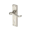 Heritage Brass Door Handle Lever Lock Bedford Design Satin Nickel finish - V810-SN - Choice Handles