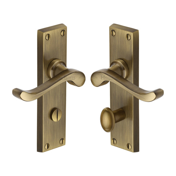 Heritage Brass Door Handle for Bathroom Bedford Design Antique finish - V815-AT - Choice Handles