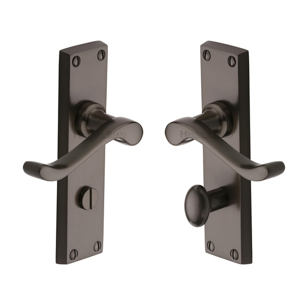 Heritage Brass Door Handle for Bathroom Bedford Design Matt Bronze finish - V815-MB - Choice Handles