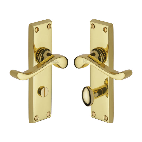 Heritage Brass Door Handle for Bathroom Bedford Design Polished Brass finish - V815-PB - Choice Handles