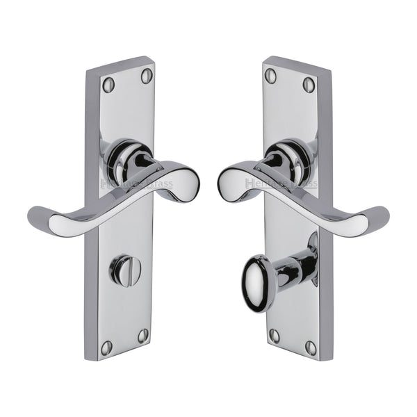 Heritage Brass Door Handle for Bathroom Bedford Design Polished Chrome finish - V815-PC - Choice Handles