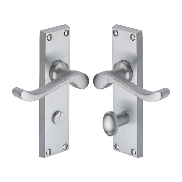 Heritage Brass Door Handle for Bathroom Bedford Design Satin Chrome finish - V815-SC - Choice Handles
