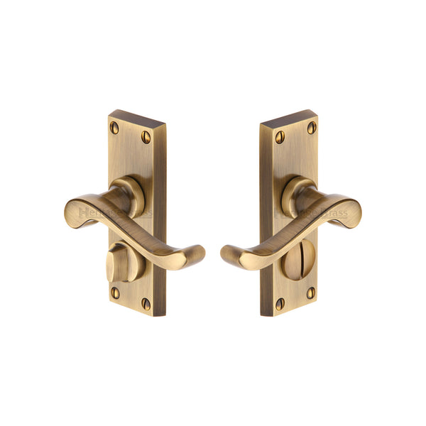 Heritage Brass Door Handle for Privacy Set Bedford Short Design Antique finish - V825-AT - Choice Handles