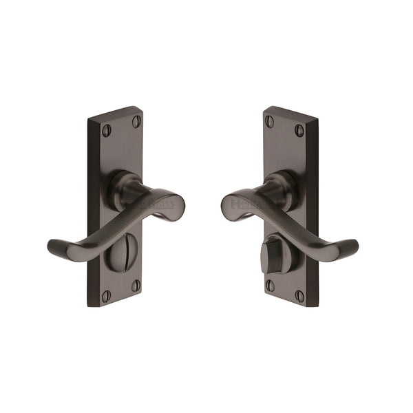 Heritage Brass Door Handle for Privacy Set Bedford Short Design Matt Bronze finish - V825-MB - Choice Handles