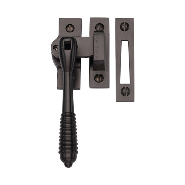 Heritage Brass Lockable Mortice &amp; Hook Plate Casement Fastener Reeded Weather Stripped Design Matt Bronze finish
 - V894L MP/HP-MB