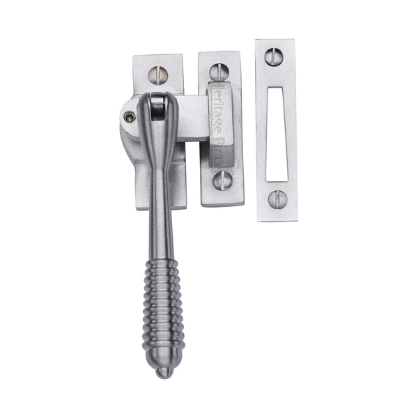 Heritage Brass Lockable Mortice &amp; Hook Plate Casement Fastener Reeded Weather Stripped&nbsp;Design Satin Chrome finish
 - V894L MP/HP-SC