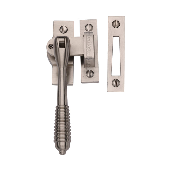 Heritage Brass Lockable Mortice &amp; Hook Plate Casement Fastener Reeded Weather Stripped Design Satin Nickel finish
 - V894L MP/HP-SN