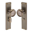 Heritage Brass Mortice Knob on Reeded Bathroom Plate Victoria Design Antique Brass finish
 - V9230-AT