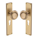 Heritage Brass Mortice Knob on Euro Profile Plate Victoria Design Satin Brass finish
 - V9448-SB
