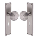 Heritage Brass Mortice Knob on Reeded Lock Plate Beehive Design Satin Nickel finish
 - V9500-SN