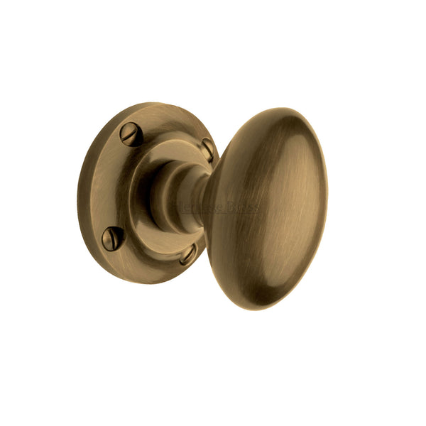 Heritage Brass Mortice Knob on Rose Suffolk Design Antique finish - V960-AT - Choice Handles