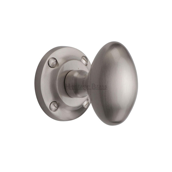 Heritage Brass Mortice Knob on Rose Suffolk Design Satin Nickel finish - V960-SN - Choice Handles