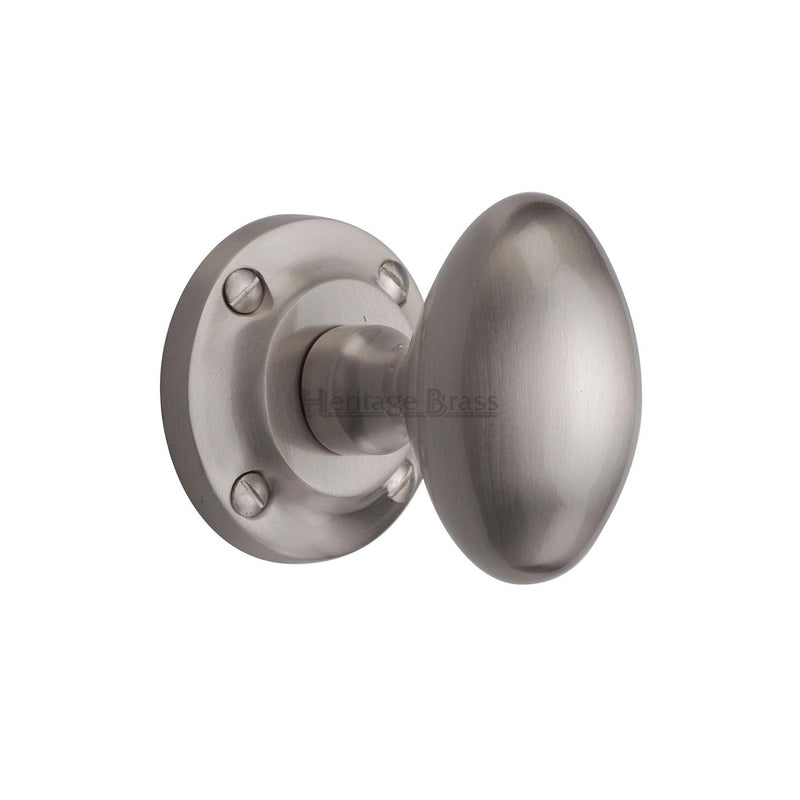 Heritage Brass Mortice Knob on Rose Suffolk Design Satin Nickel finish - V960-SN - Choice Handles