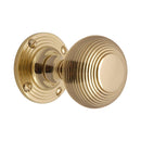 Heritage Brass Mortice Knob on Rose Reeded Design Polished Brass finish - V971-PB - Choice Handles