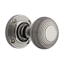 Heritage Brass Mortice Knob on Rose Reeded Design Polished Nickel finish - V971-PNF - Choice Handles