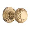 Heritage Brass Mortice Knob on Rose Reeded Design Satin Brass finish - V971-SB - Choice Handles