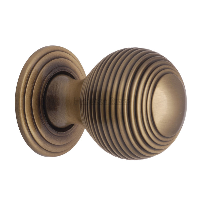 Heritage Brass Cabinet Knob Reeded Design 32mm Antique finish
 - V973 32-AT - Choice Handles