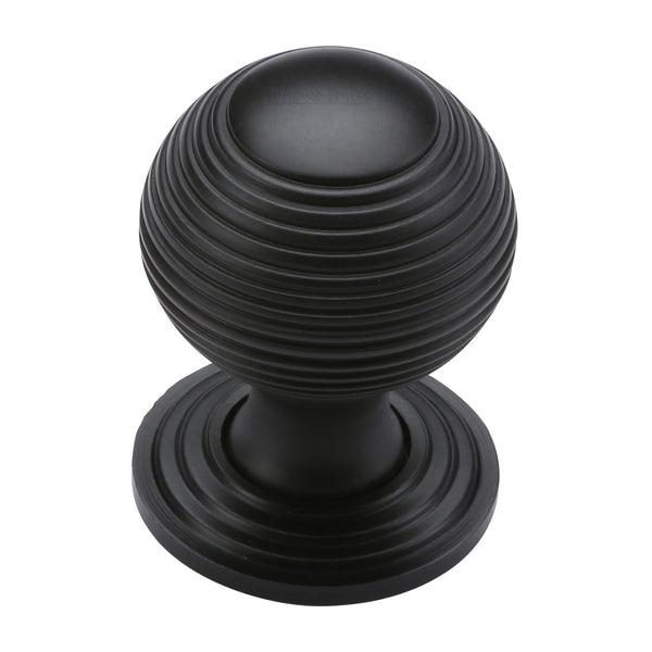 Heritage Brass Cabinet Knob Reeded Design 32mm Matt Black finish
 - V973 32-BKMT - Choice Handles