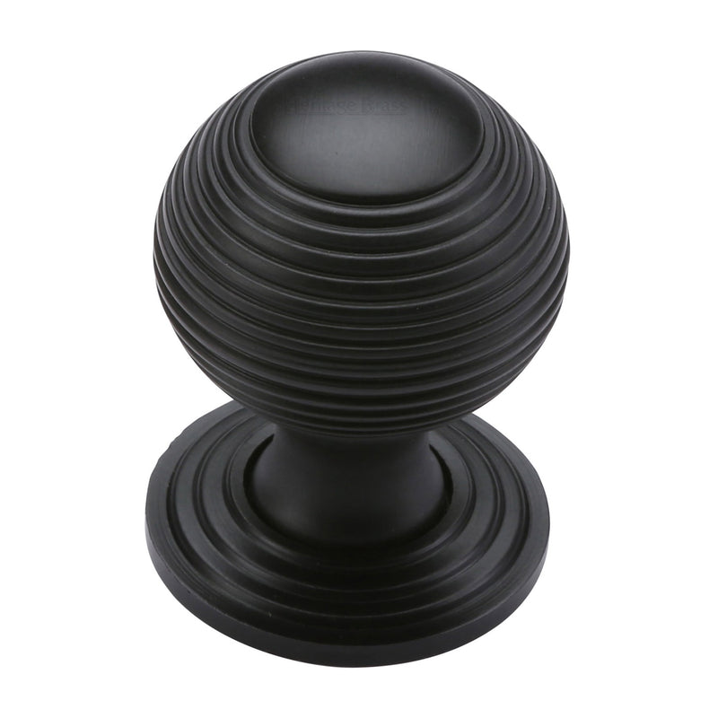 Heritage Brass Cabinet Knob Reeded Design 32mm Matt Black finish
 - V973 32-BKMT - Choice Handles