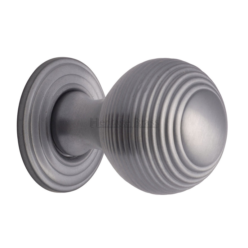 Heritage Brass Cabinet Knob Reeded Design 32mm Satin Chrome finish
 - V973 32-SC - Choice Handles