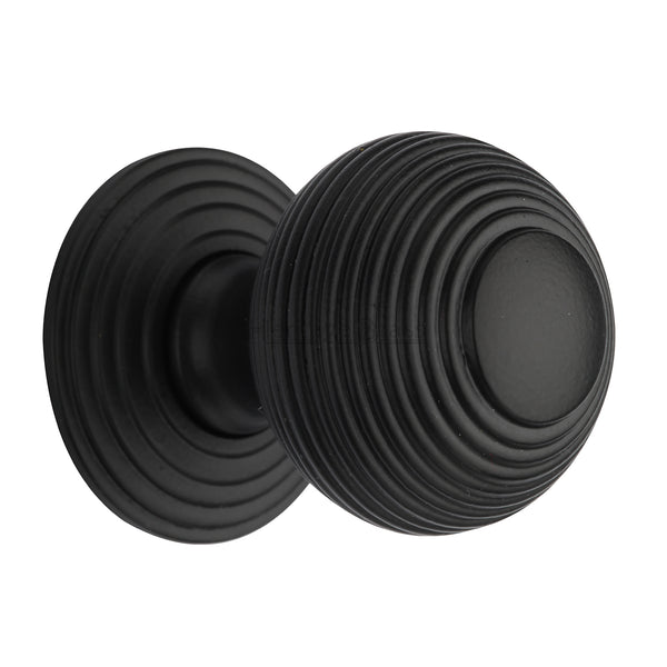 Heritage Brass Cabinet Knob Reeded Design 38mm Matt Black finish - V973 38-BKMT - Choice Handles